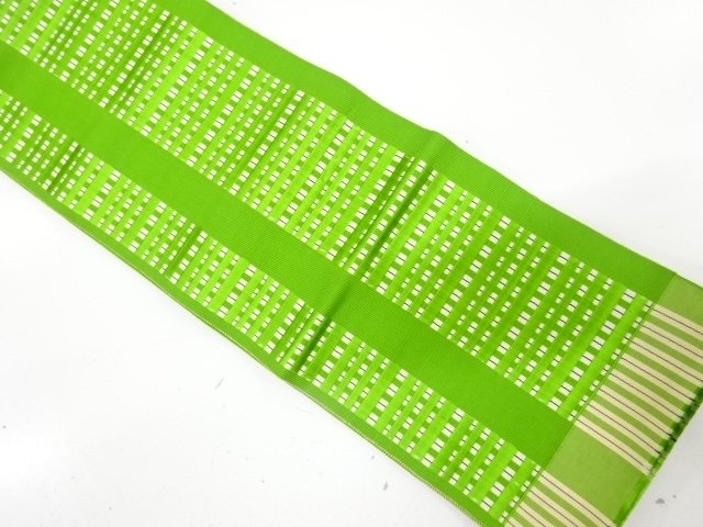 本場筑前博多　格子模様織り出し　単衣半幅帯